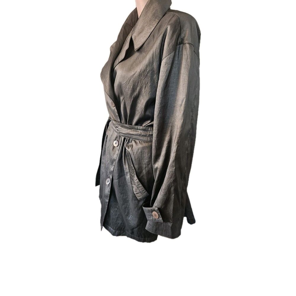 Georgiou Studio Gray Nylon Trench Coat Jacket Women's 8